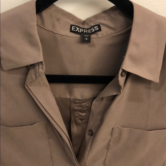 Express short sleeved button down - taupe colored - Picture 2 of 4